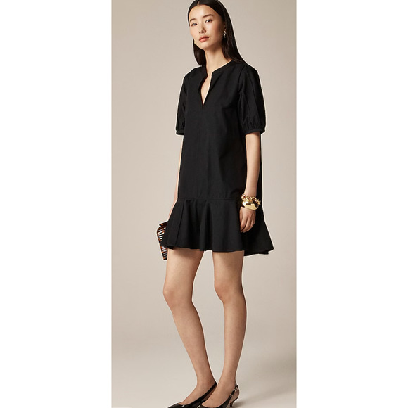 J. Crew Dresses & Skirts - J Crew Delilah Dress L Black NWT Ruffle CJ492 J.Crew Popover Travel Resort